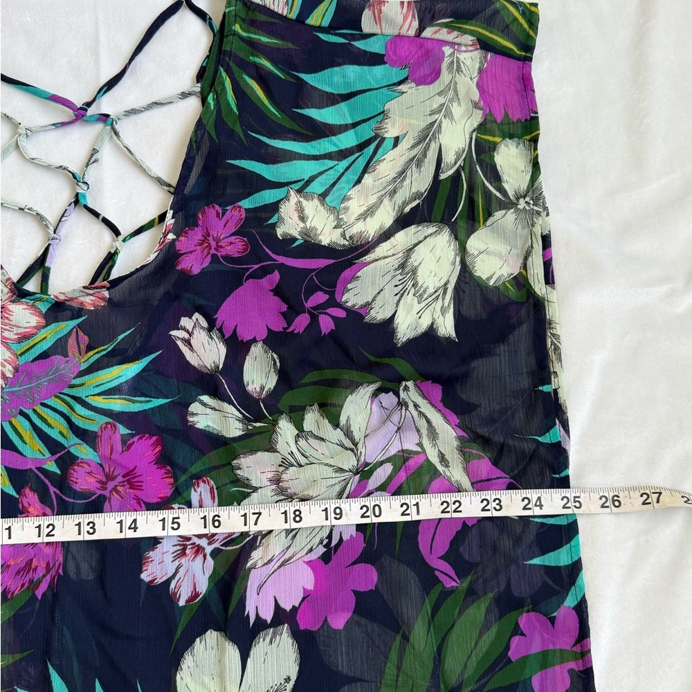 Kona Sol Floral Women's Coverup  - Purple, Green, Black Beach Size Small - Picture 3 of 5